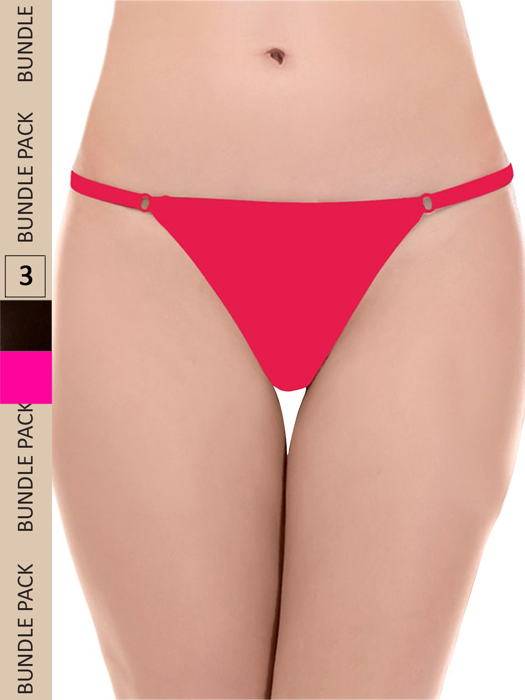 

AROUSY Women Pack Of 3 Solid Low-Rise Thong Briefs, Red