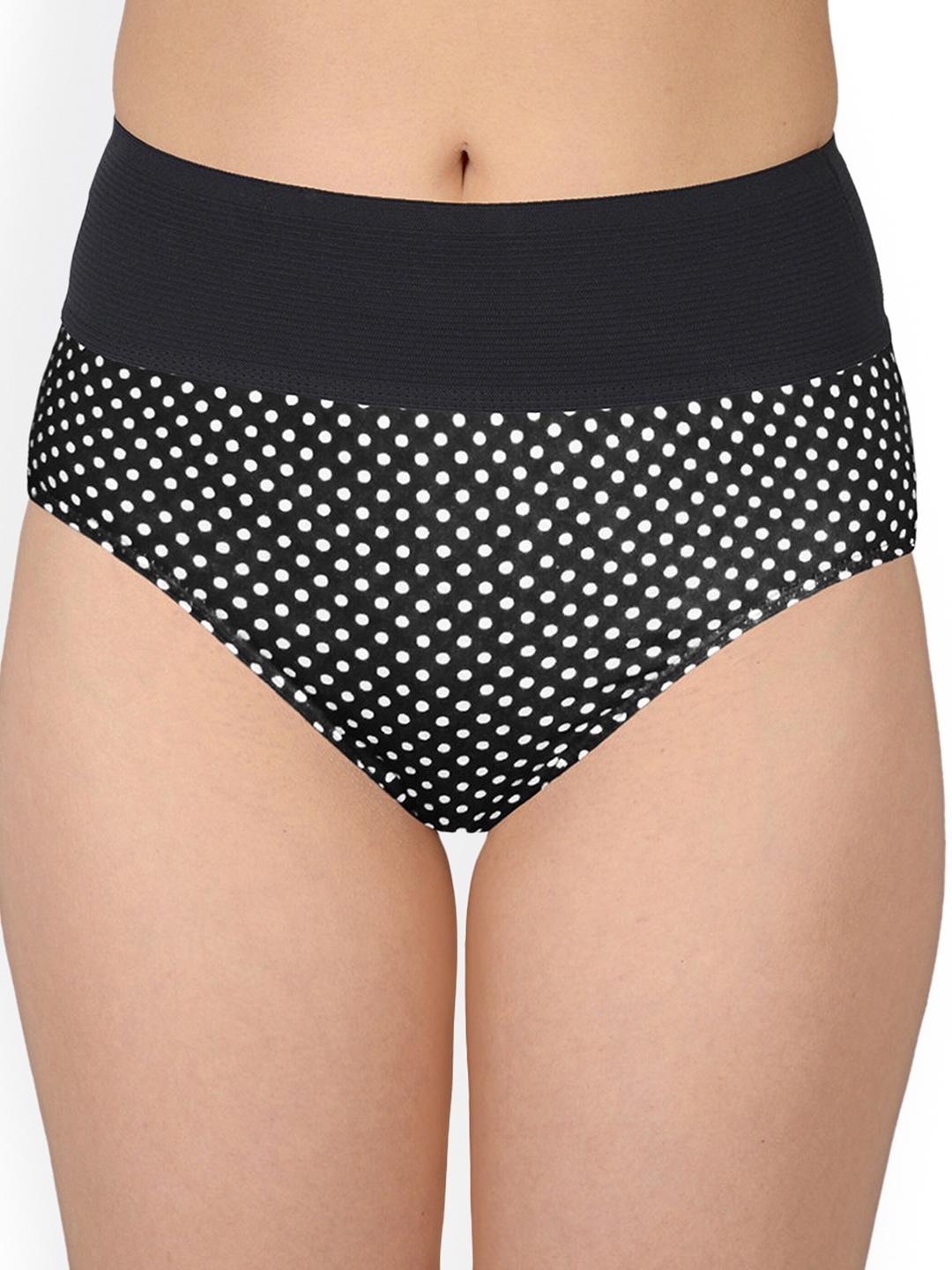 

AROUSY Women Printed High-Rise Hipster Briefs, Black