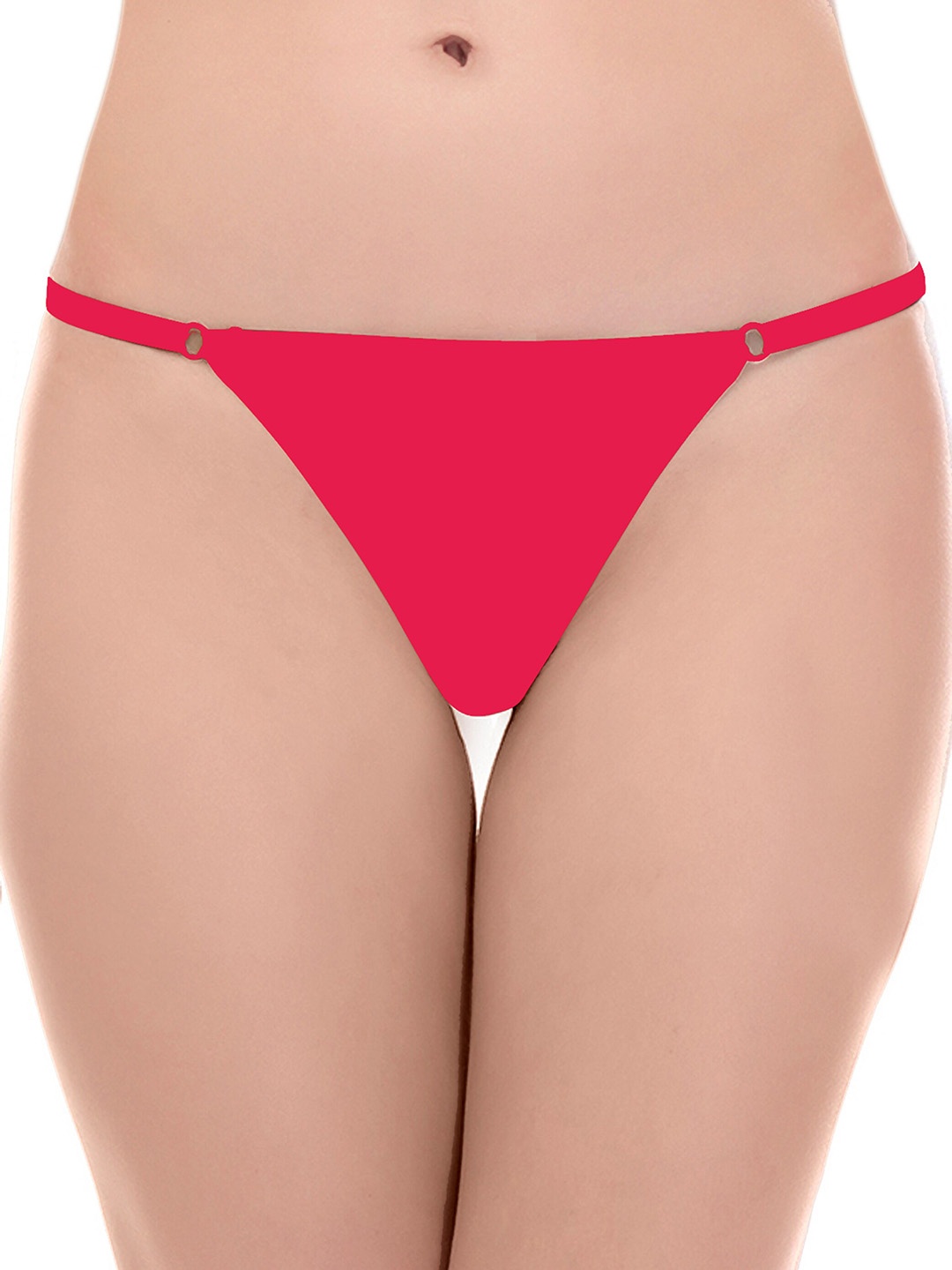 AROUSY Women Solid Mid-Rise Thong Brief, Pink