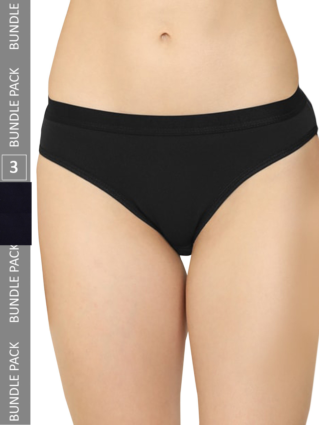 

AROUSY Women Pack Of 3 Pure Cotton Mid-Rise Hipster Briefs, Black