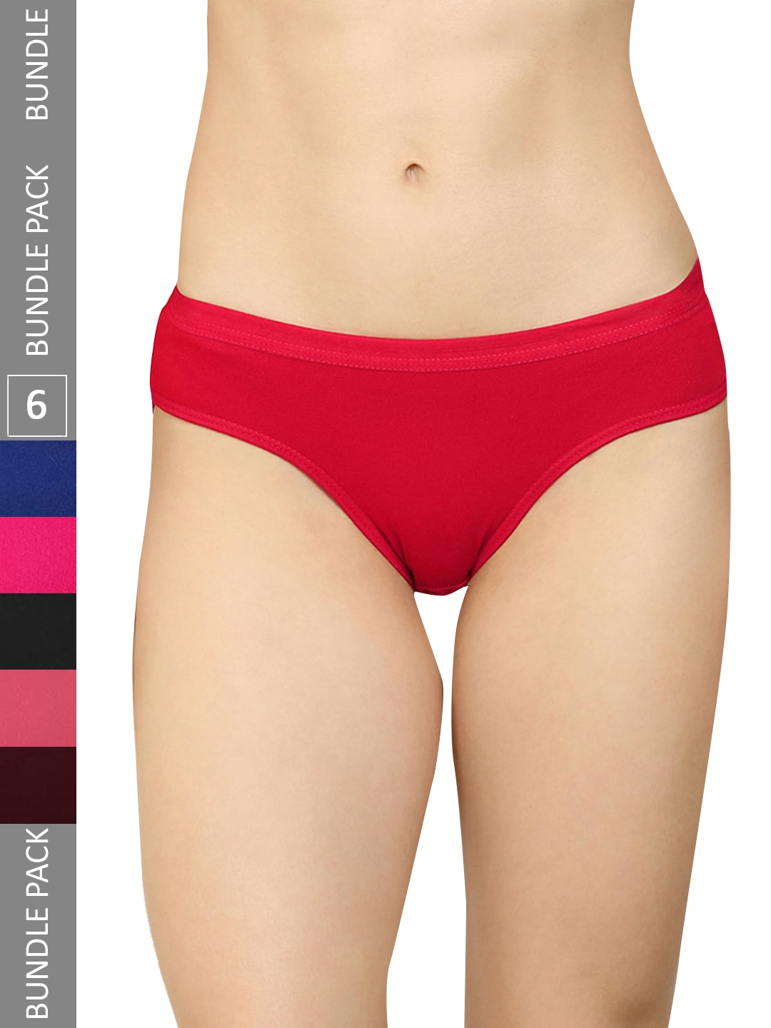 

AROUSY Women Pack Of 6 Cotton Hipster Briefs, Red