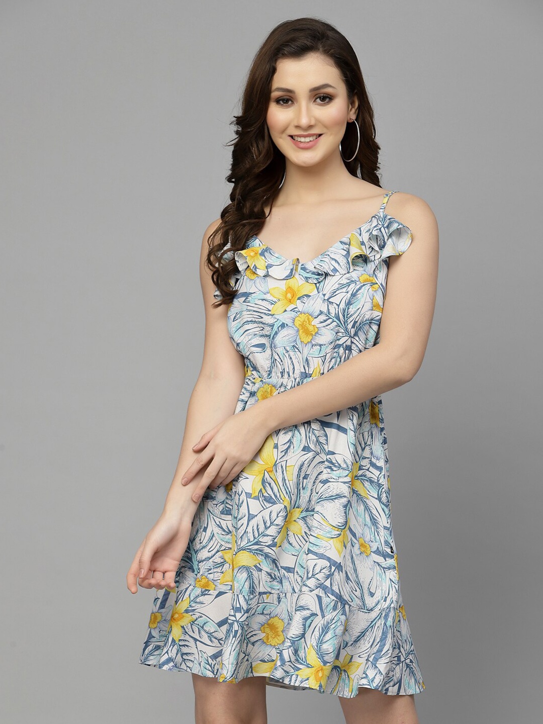 

VALBONE Floral Shoulder Strap Dress, White
