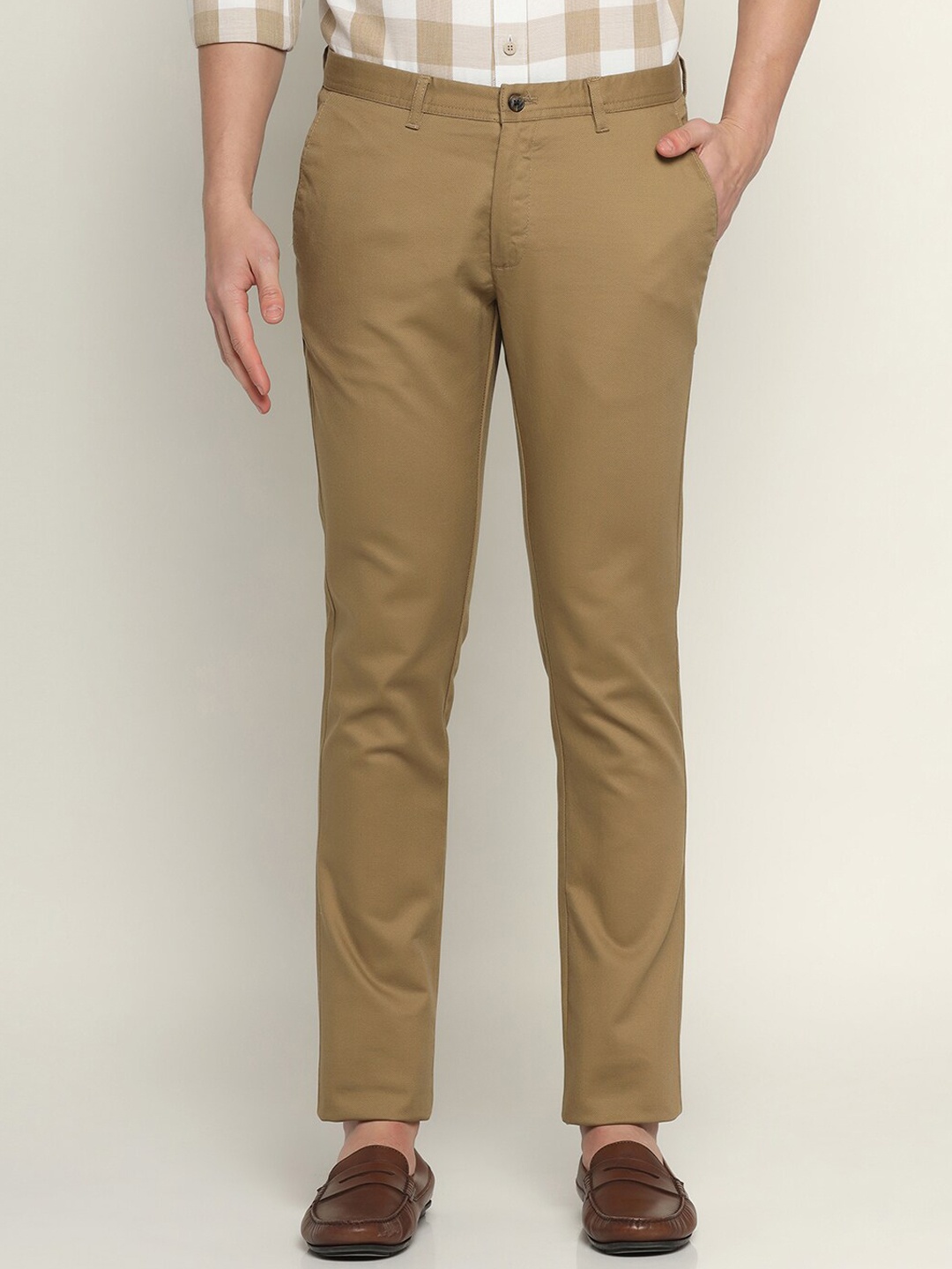 

Blackberrys Men Slim Fit Low-Rise Trousers, Khaki