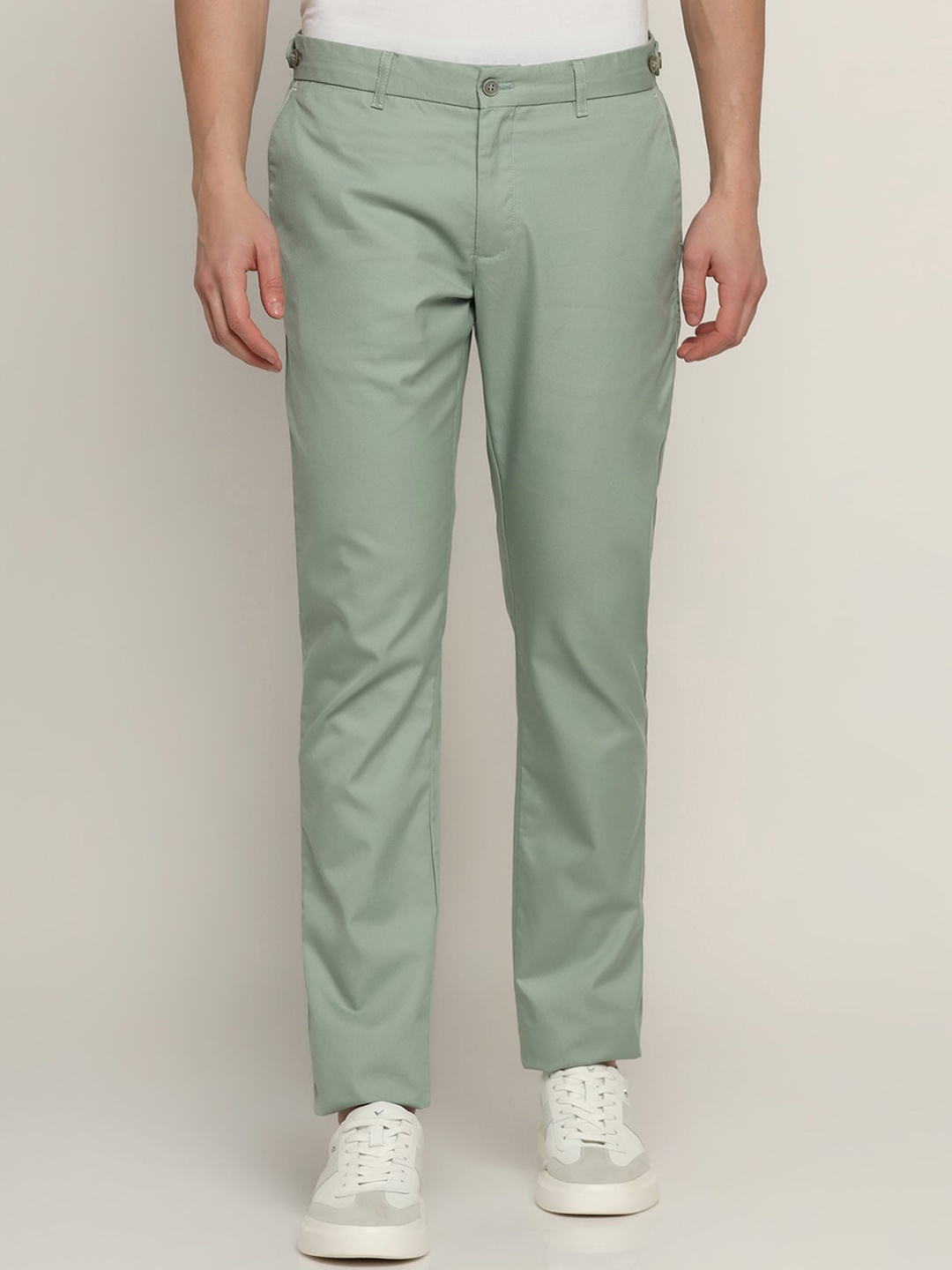 

Blackberrys Men Slim Fit Pure Cotton Trousers, Green