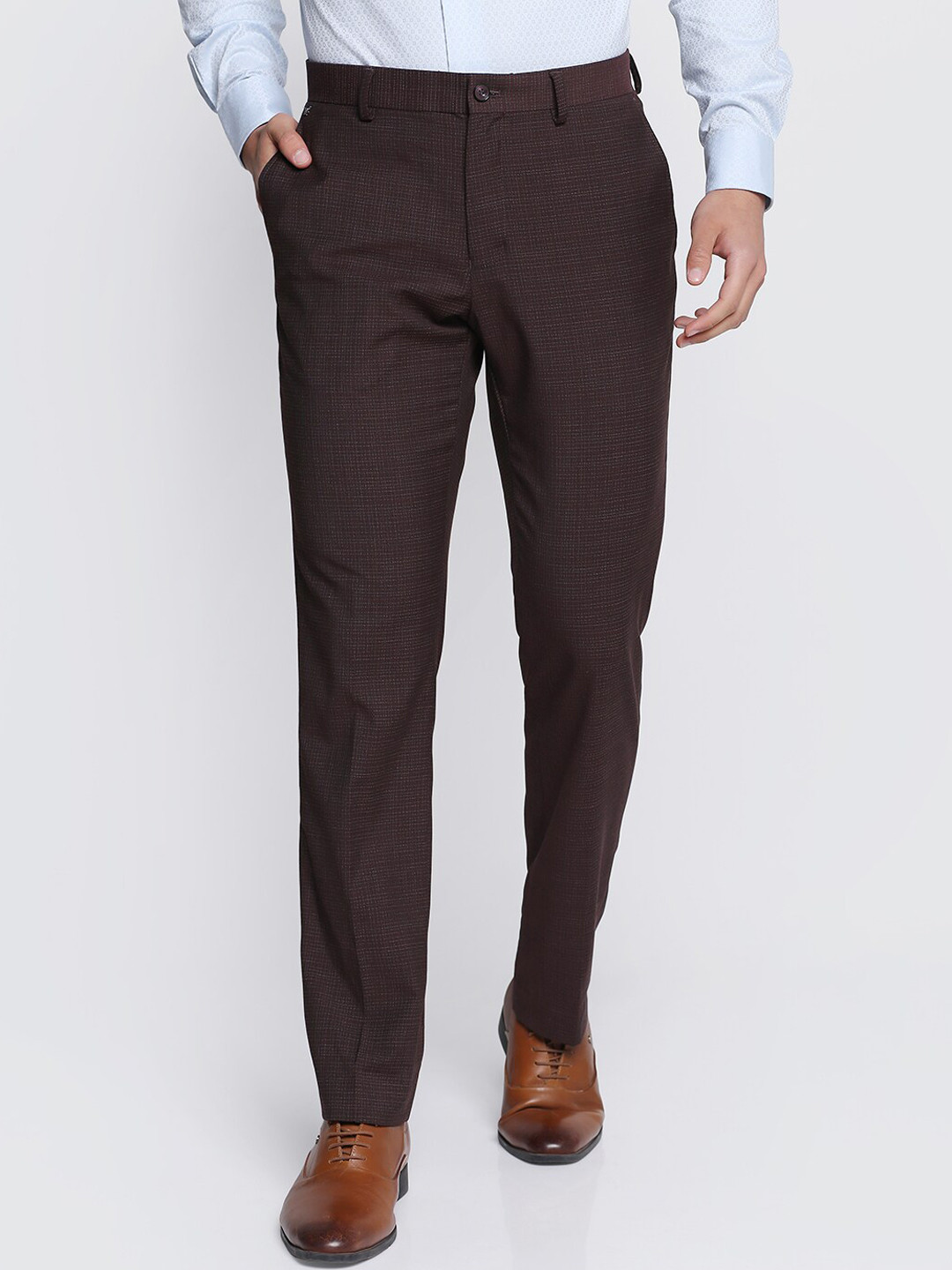 

Blackberrys Men Checked Slim Fit Formal Trousers, Red