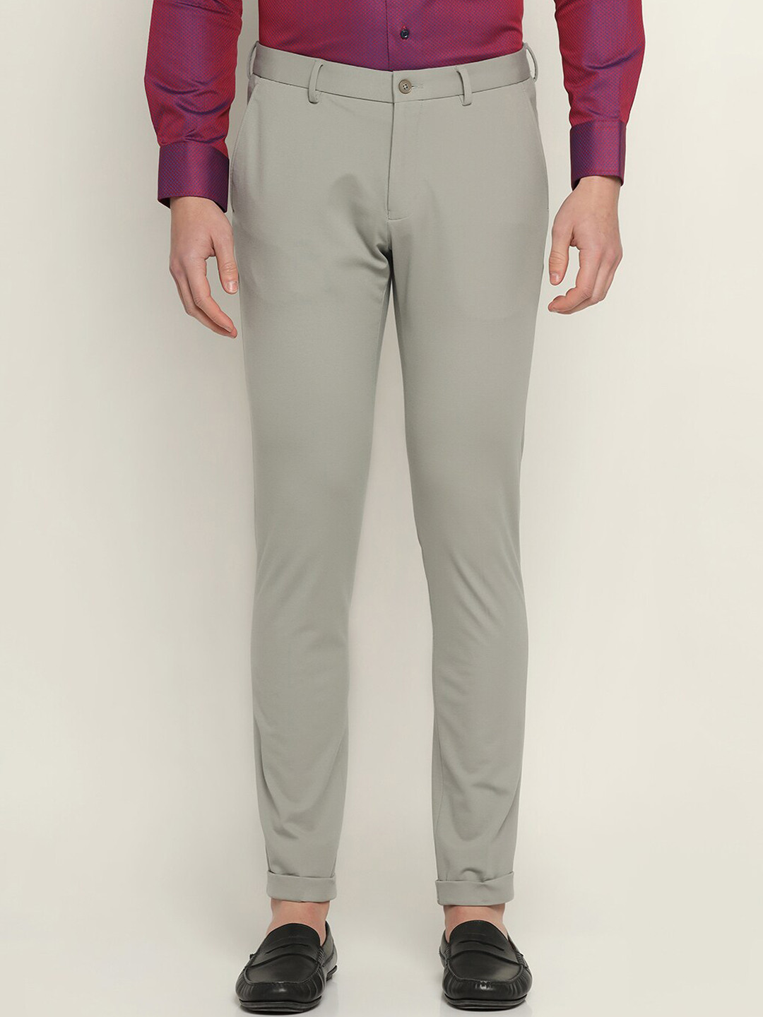 

Blackberrys Men Slim Fit Low-Rise Trousers, Grey