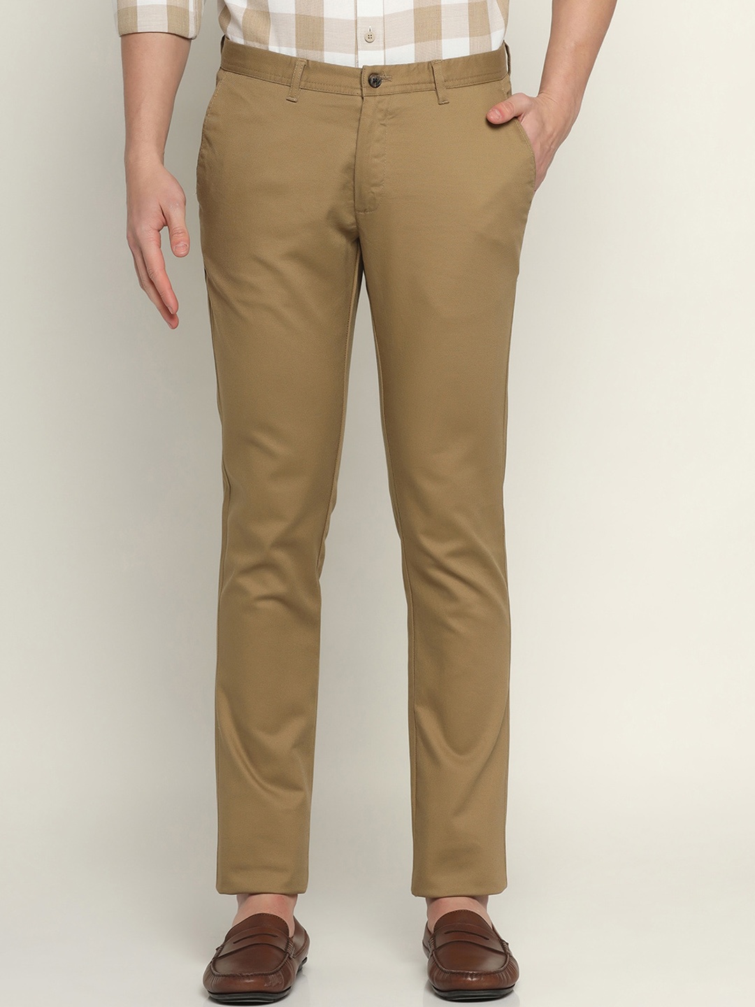 

Blackberrys Men Slim Fit Low-Rise Trousers, Khaki
