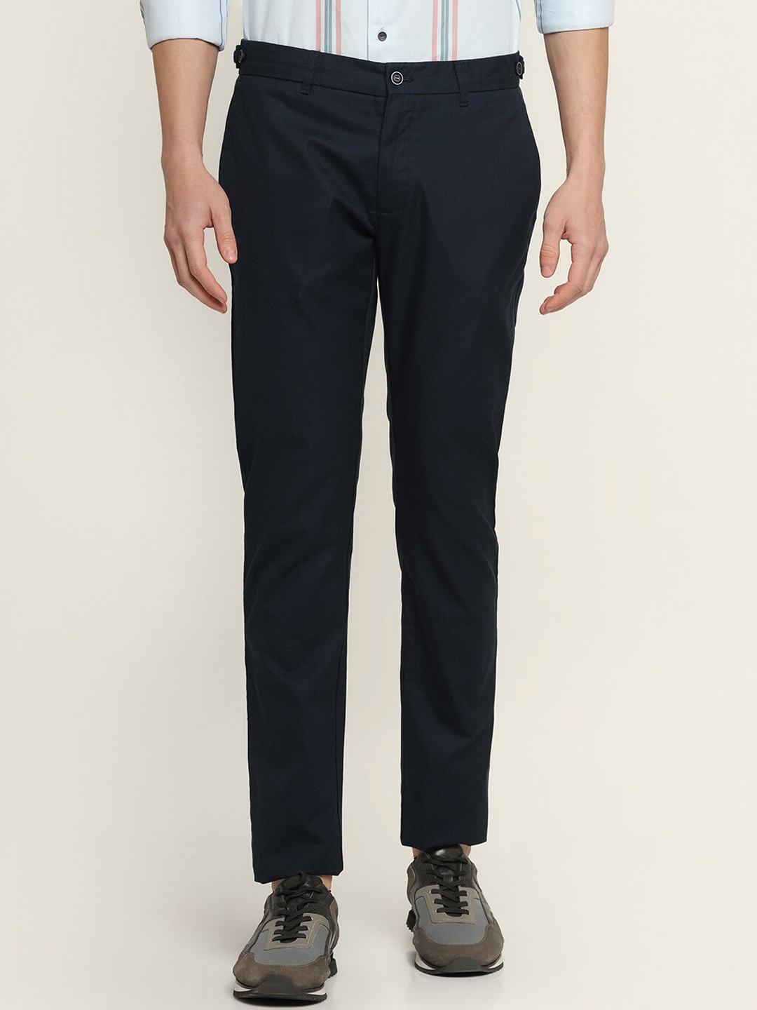 

Blackberrys Men Slim Fit Pure Cotton Trousers, Navy blue