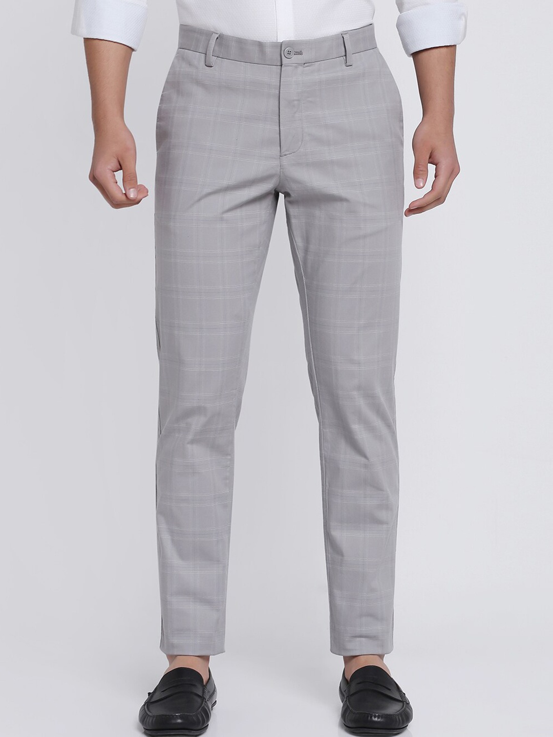

Blackberrys Men Slim Fit Low-Rise Trousers, Grey