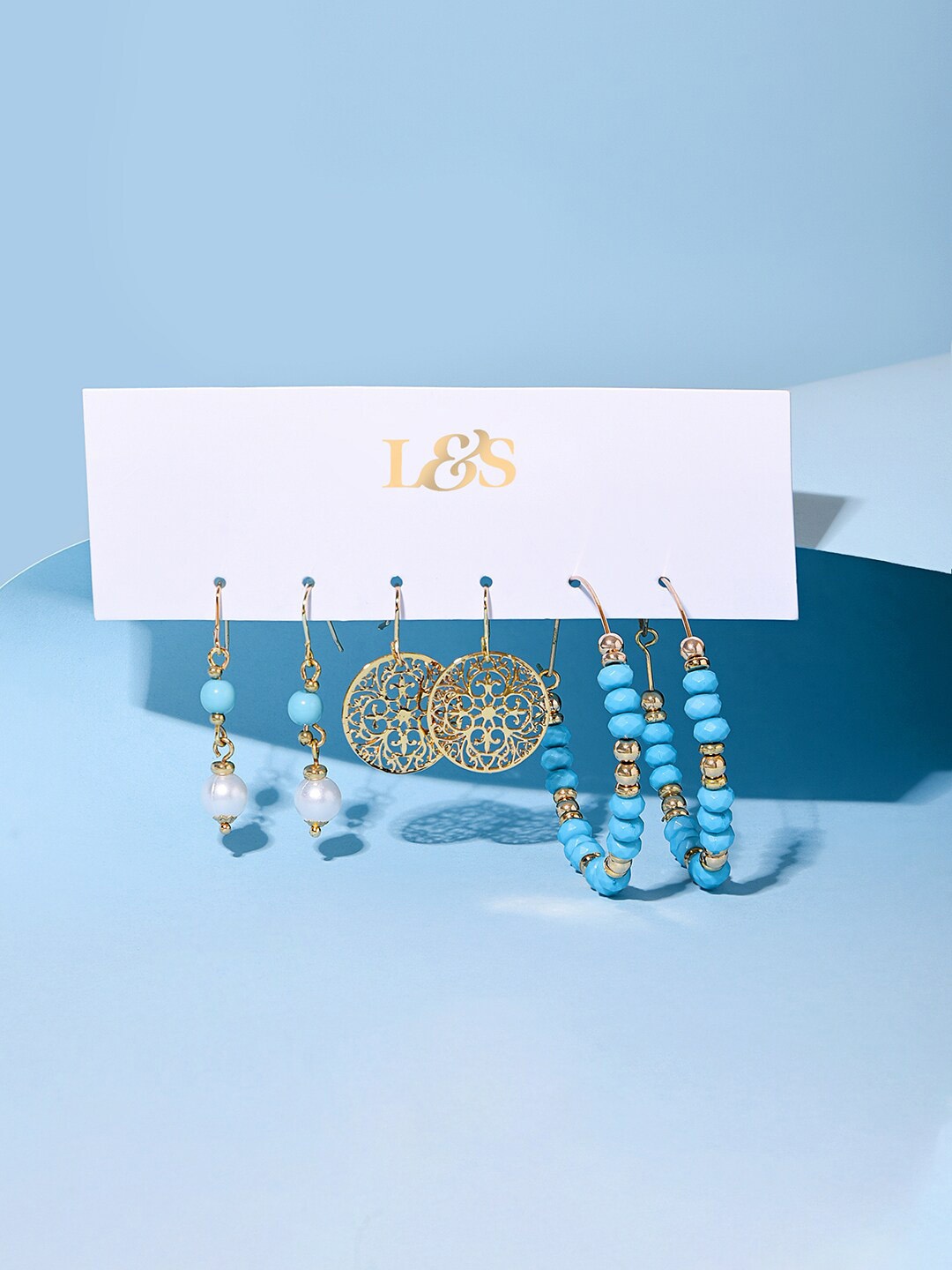 

Lilly & sparkle Pack Of 3 Gold-Plated Contemporary Drop Earrings
