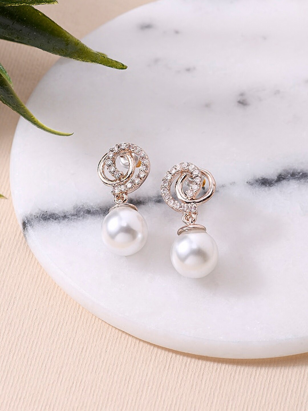 

Lilly & sparkle Rose Gold Plated Contemporary Studs Earrings