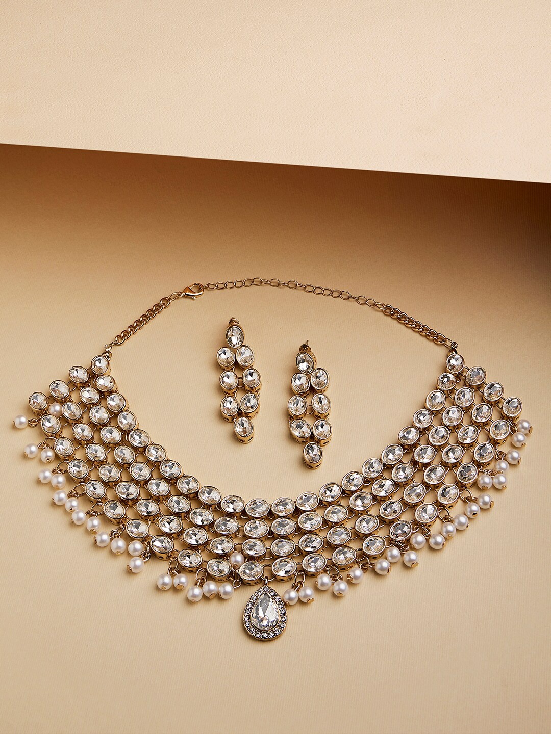 

Lilly & sparkle Women White Gold Plated Artificial Stones Jewellery Set