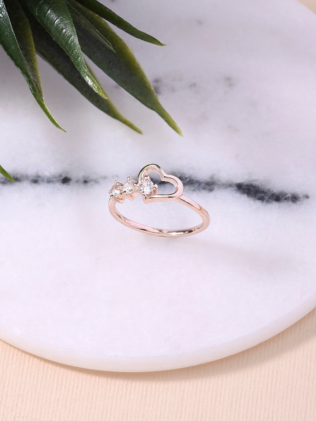 

Lilly & sparkle Rose Gold-Plated Cubic Zirconia Studded Finger Ring
