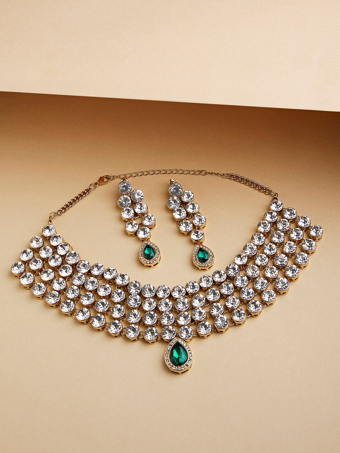

Lilly & sparkle Women Gold Plated Artificial Stones Jewellery Set, Green