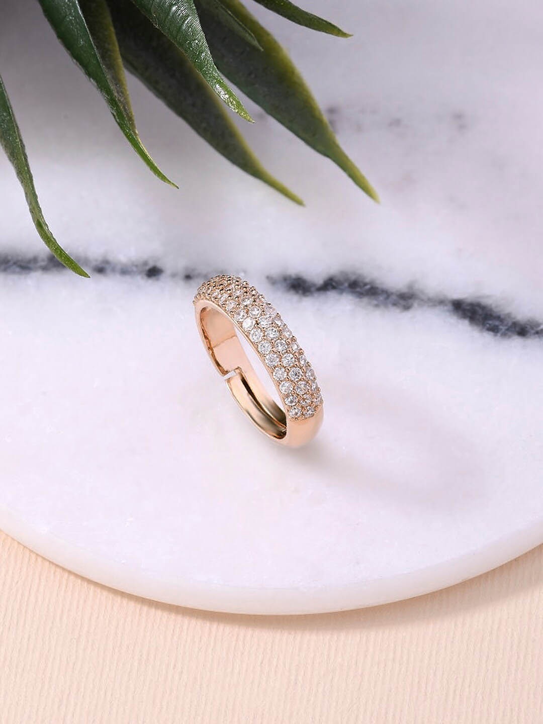 

Lilly & sparkle Stone Studded Adjustable Finger Ring, Gold