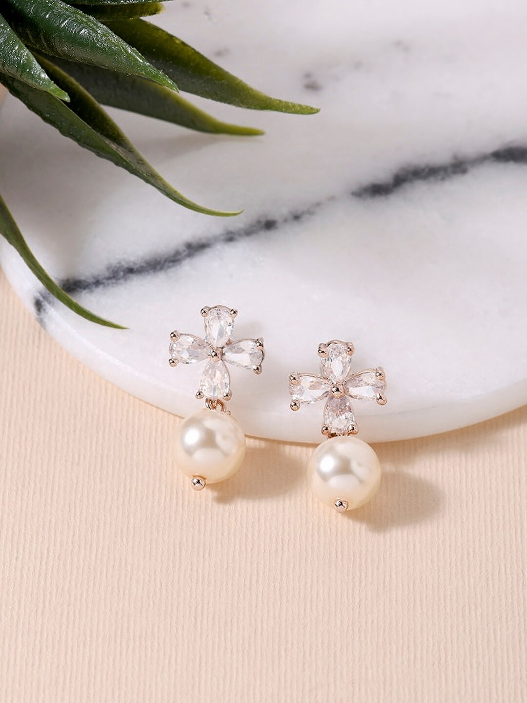 

Lilly & sparkle Rose Gold -Plated Floral Drop Earrings