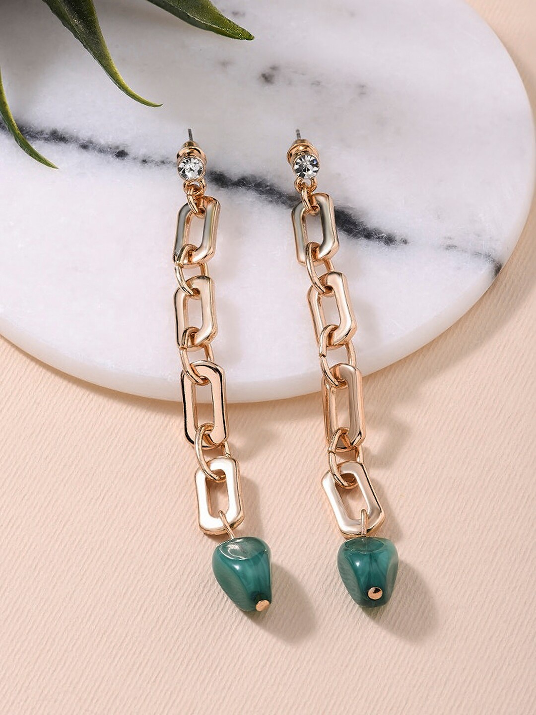 

Lilly & sparkle Gold Plated Contemporary Drop Earrings, Green
