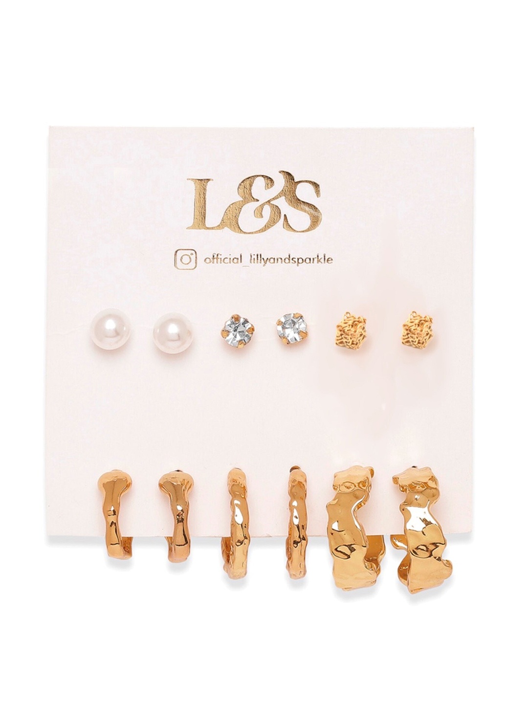 

Lilly & sparkle Set of 6 Gold-Plated Contemporary Studs Earrings