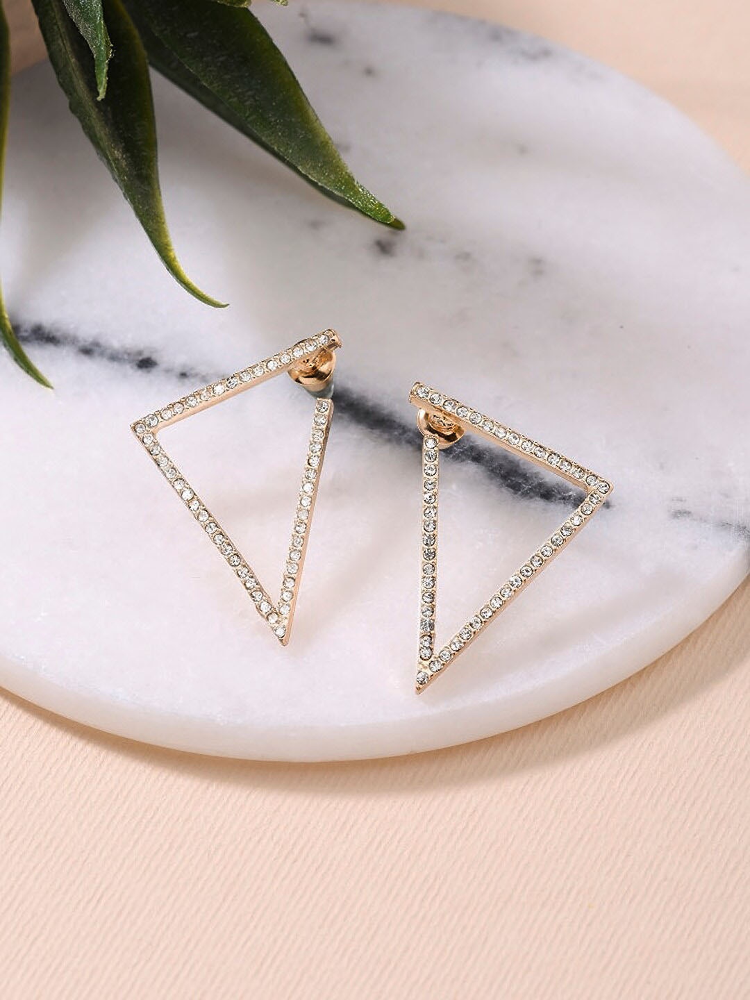 

Lilly & sparkle Gold-Plated Triangular Studs Earrings