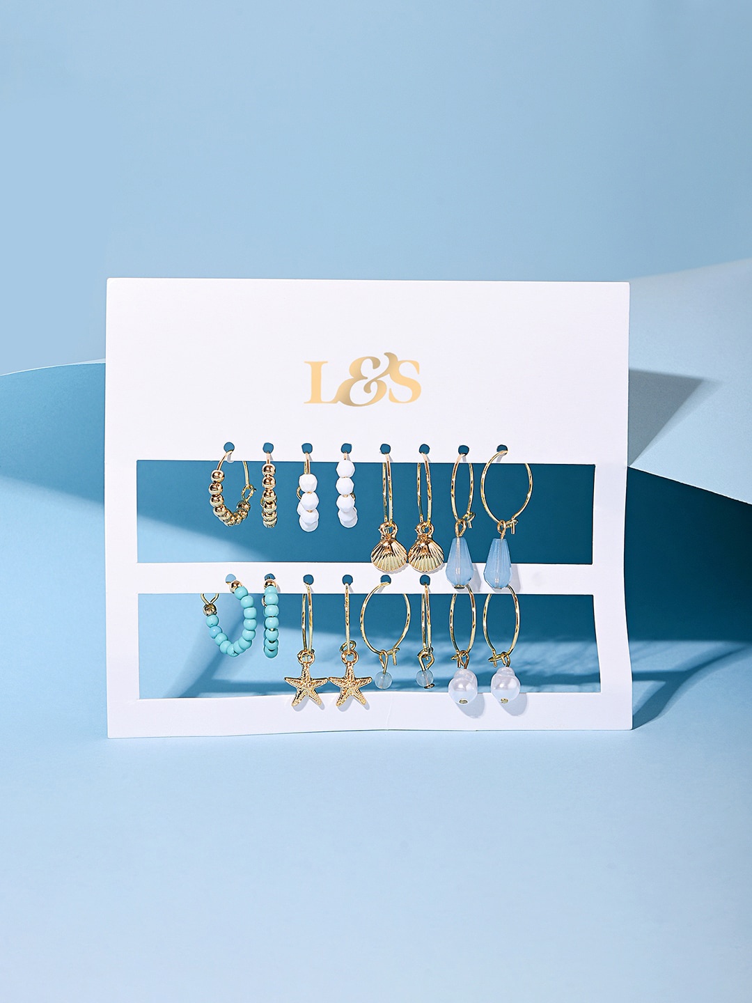 

Lilly & sparkle Set of 6 Gold-Plated Contemporary Drop Earrings, Multi