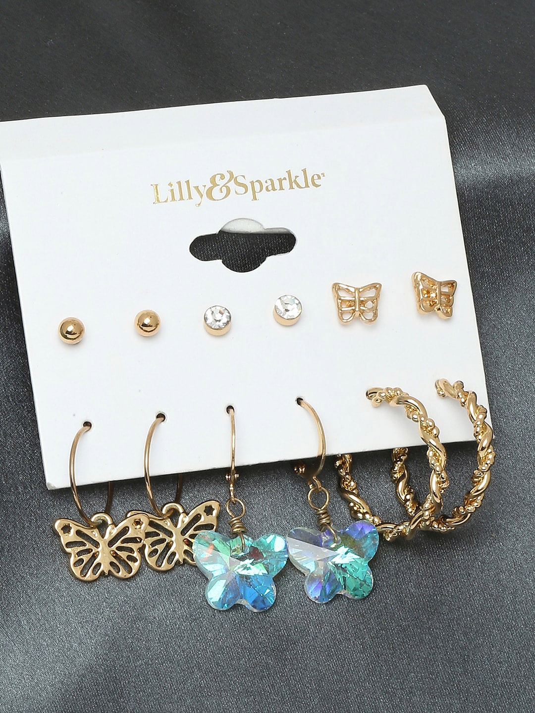 

Lilly & sparkle Set of 6 Gold-Plated Contemporary Studs Earrings