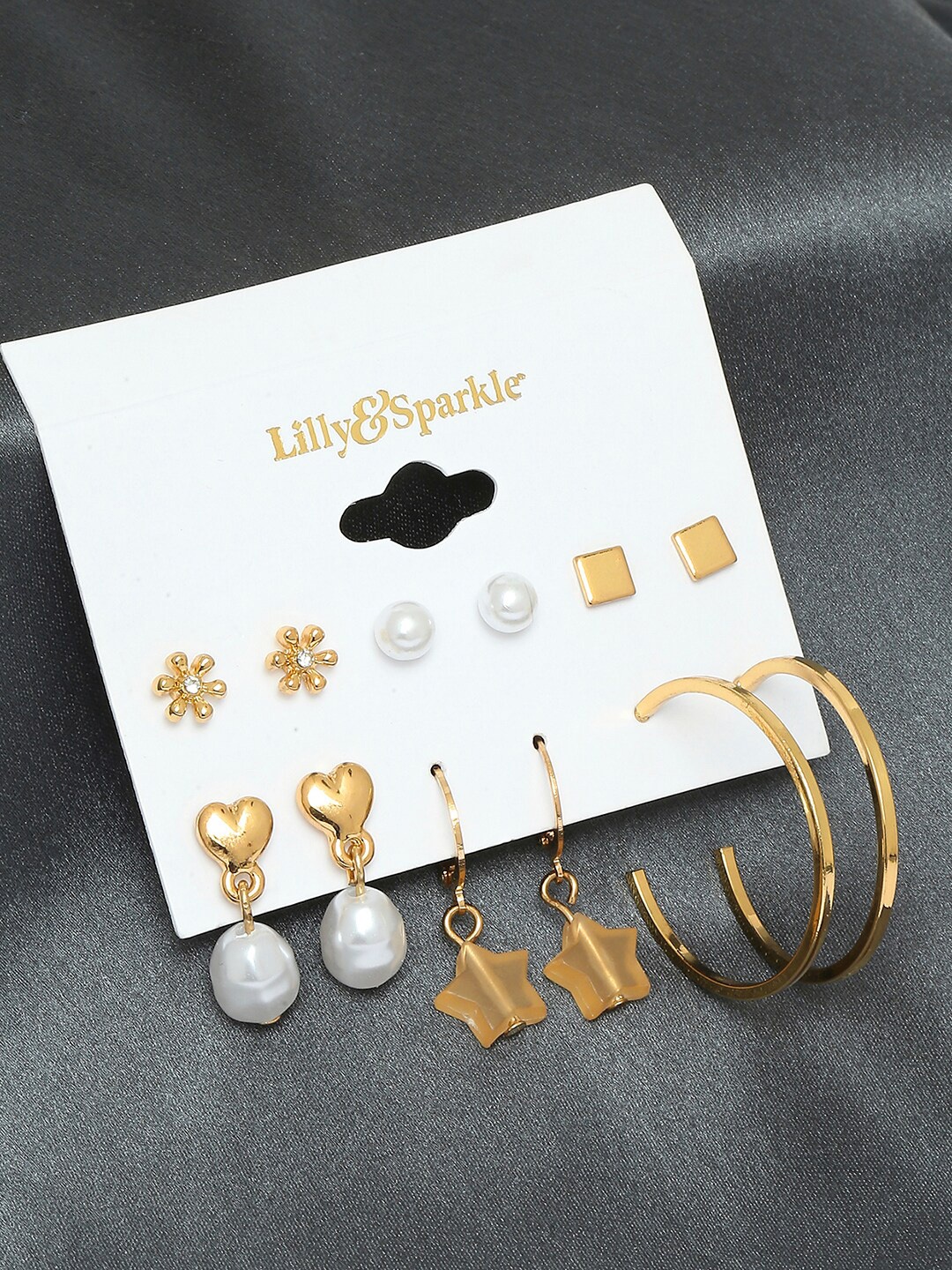 

Lilly & sparkle Set of 6 Gold-Plated Contemporary Studs Earrings