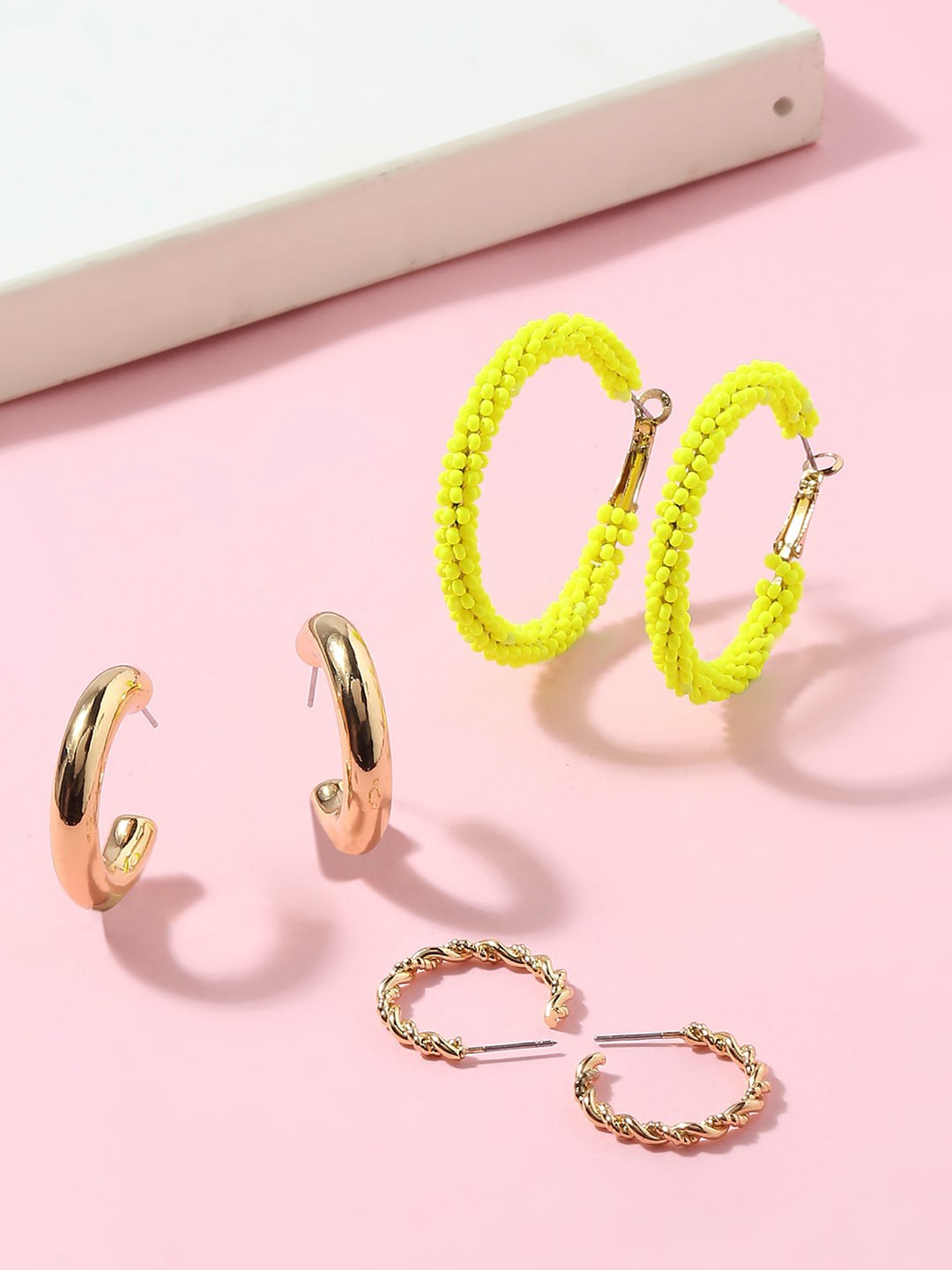 

Lilly & sparkle Pack Of 3 Contemporary Hoop Earrings, Yellow