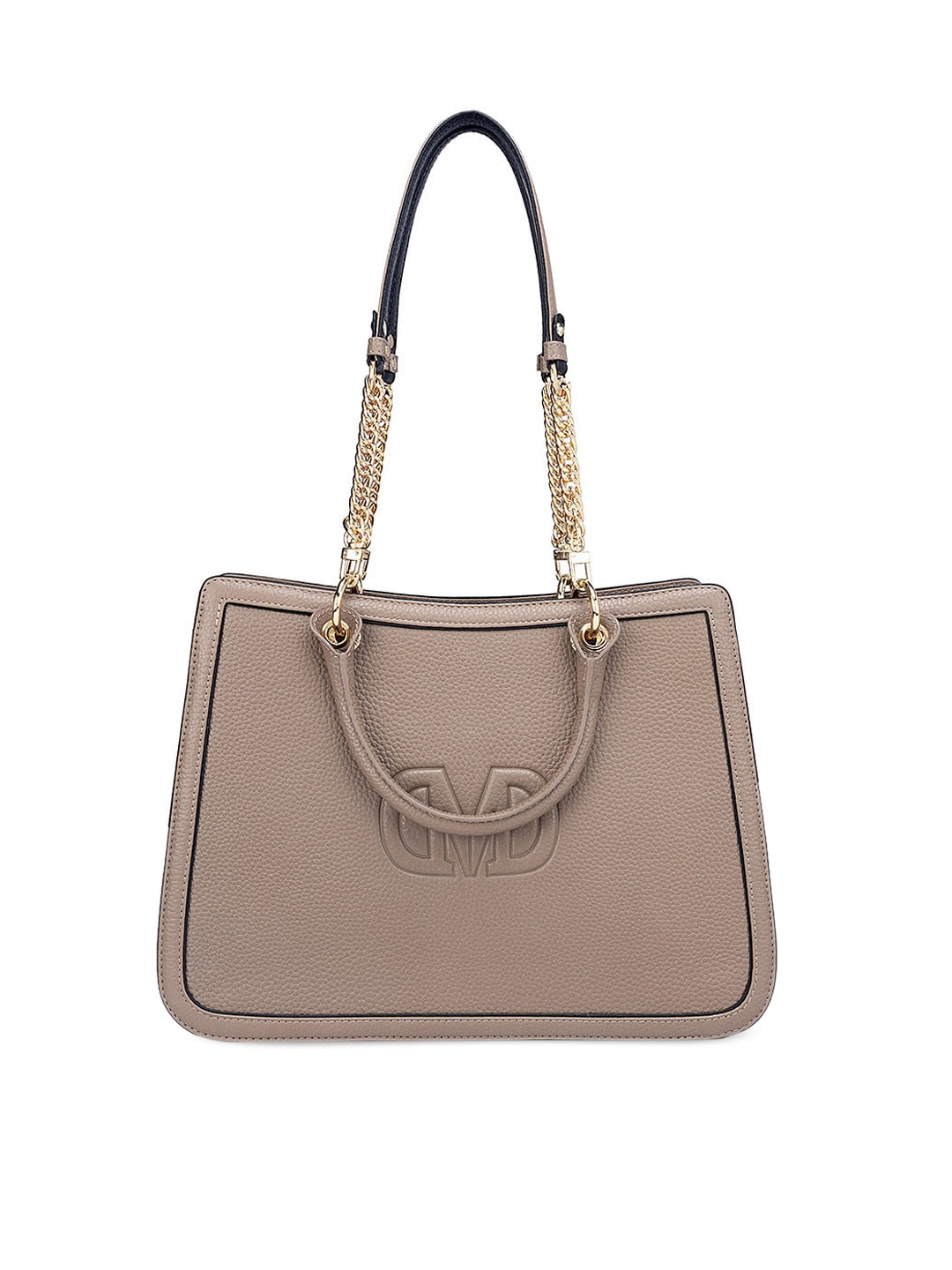 

Da Milano Textured Leather Structured Handheld Bag, Black