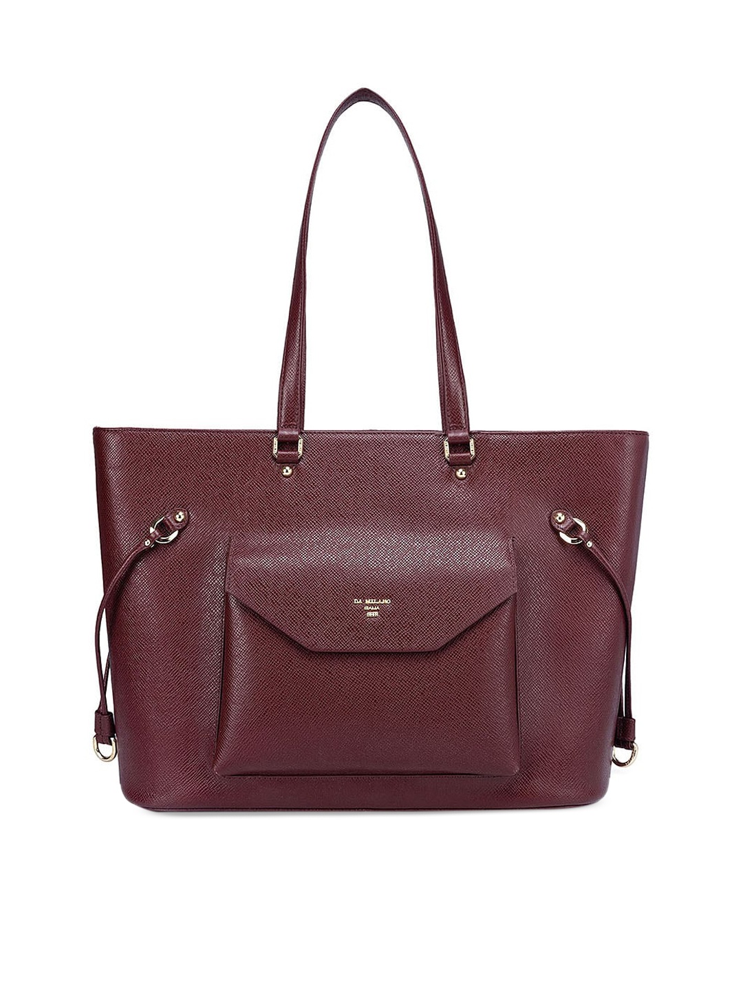 

Da Milano Textured Leather Oversized Structured Shoulder Bag, Maroon