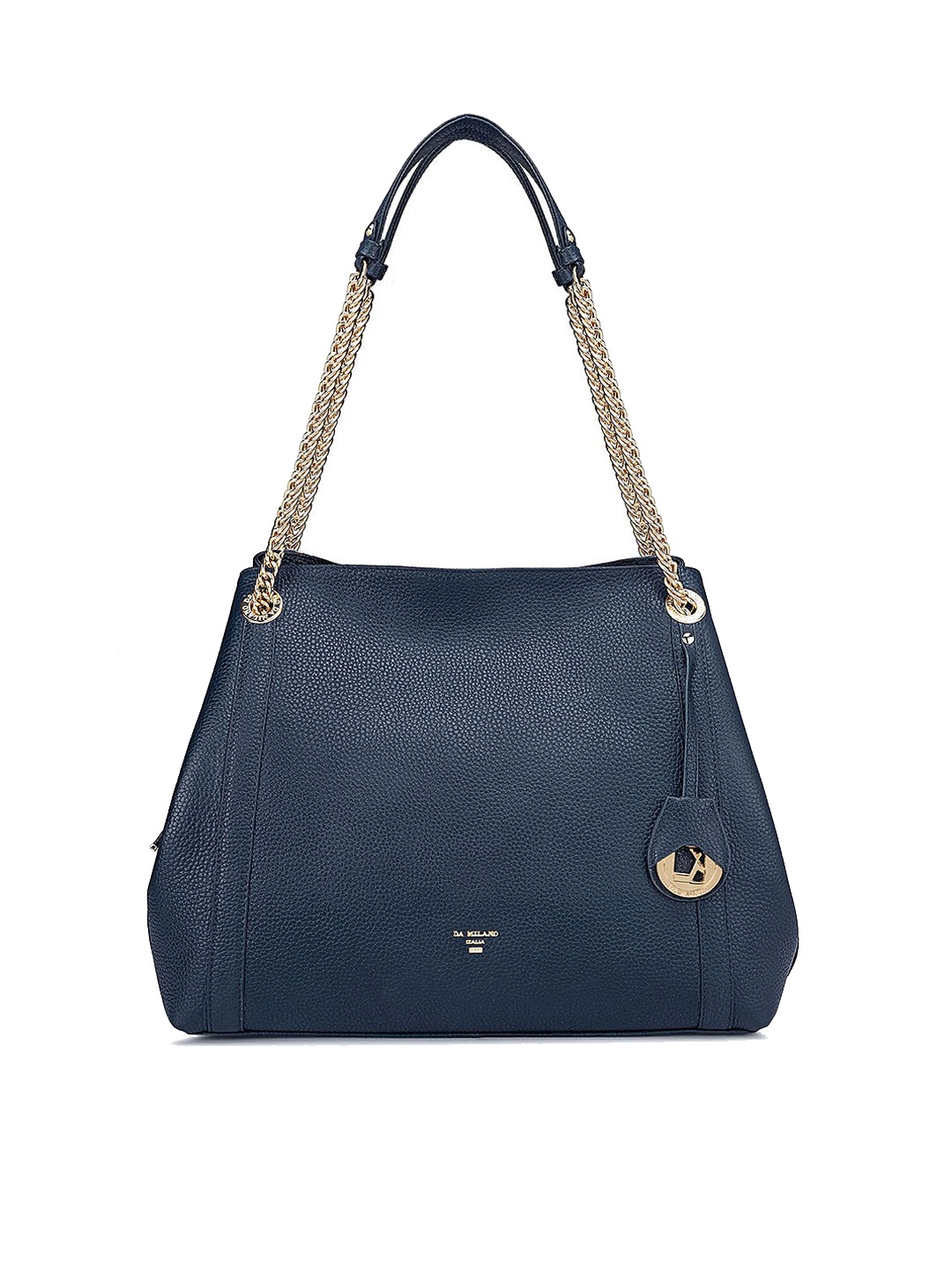 

Da Milano Leather Structured Shoulder Bag, Navy blue