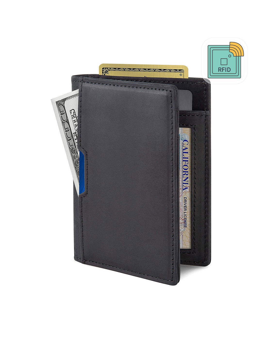 

CONTACTS Men Leather Card Holder, Black