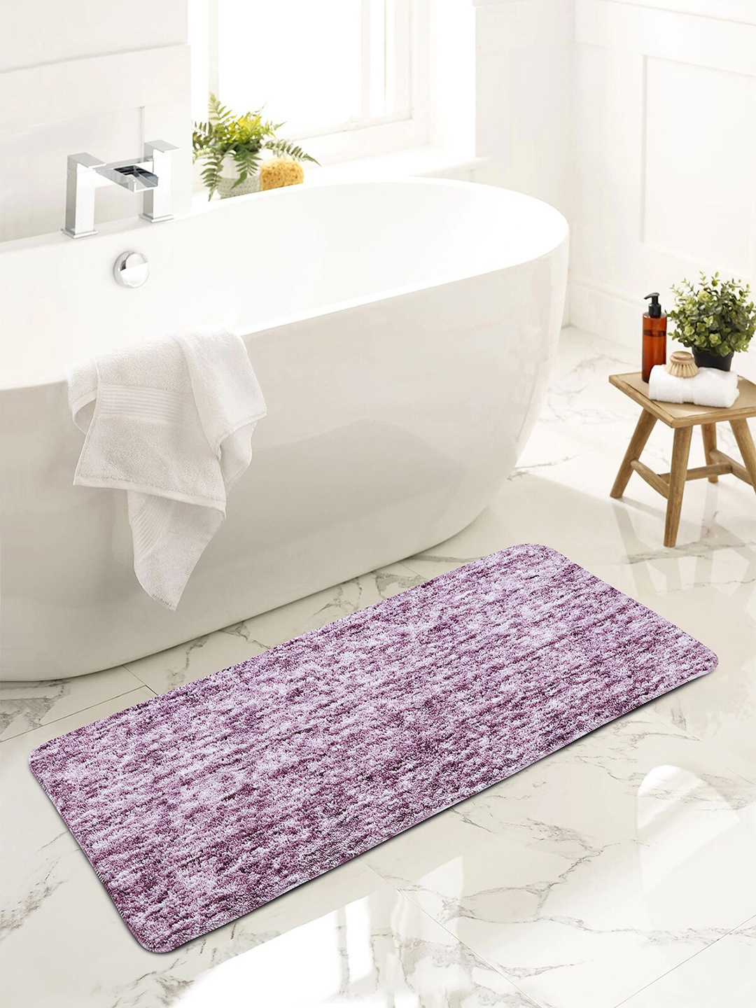 

OBSESSIONS Purple Self Design 1300 GSM Anti-Skid Bath Rug