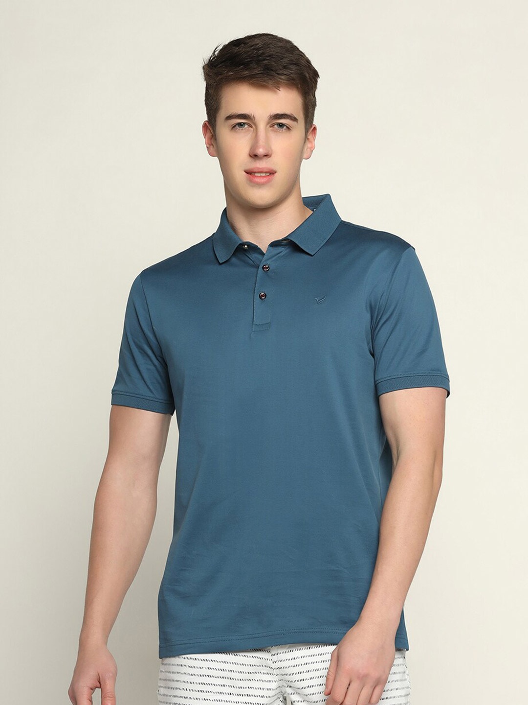 

Blackberrys Men Polo Collar Slim Fit Pure Cotton T-shirt, Blue
