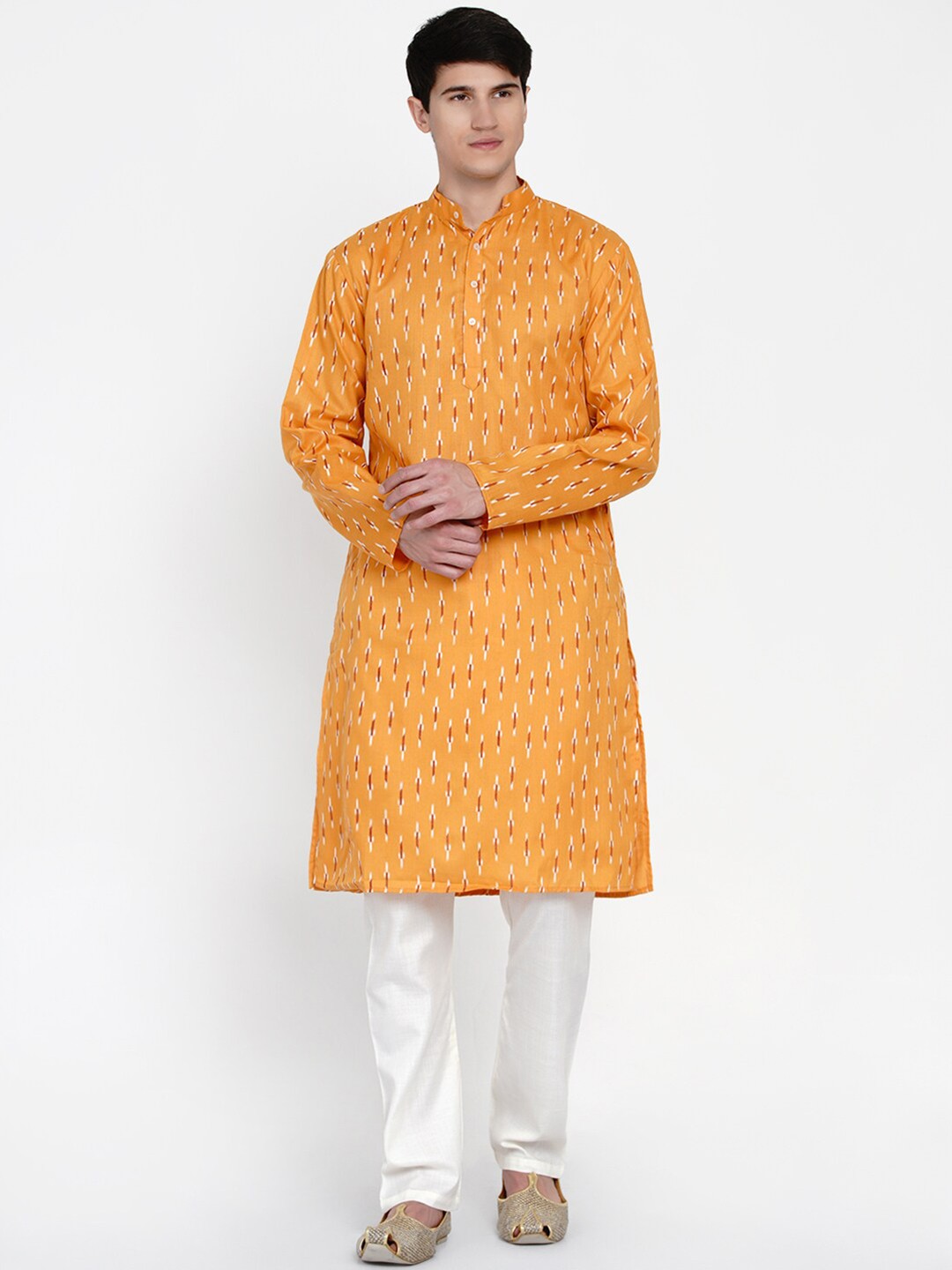 

Baawara By Bhama Men Pure Cotton Kurta with Pyjamas, Mustard