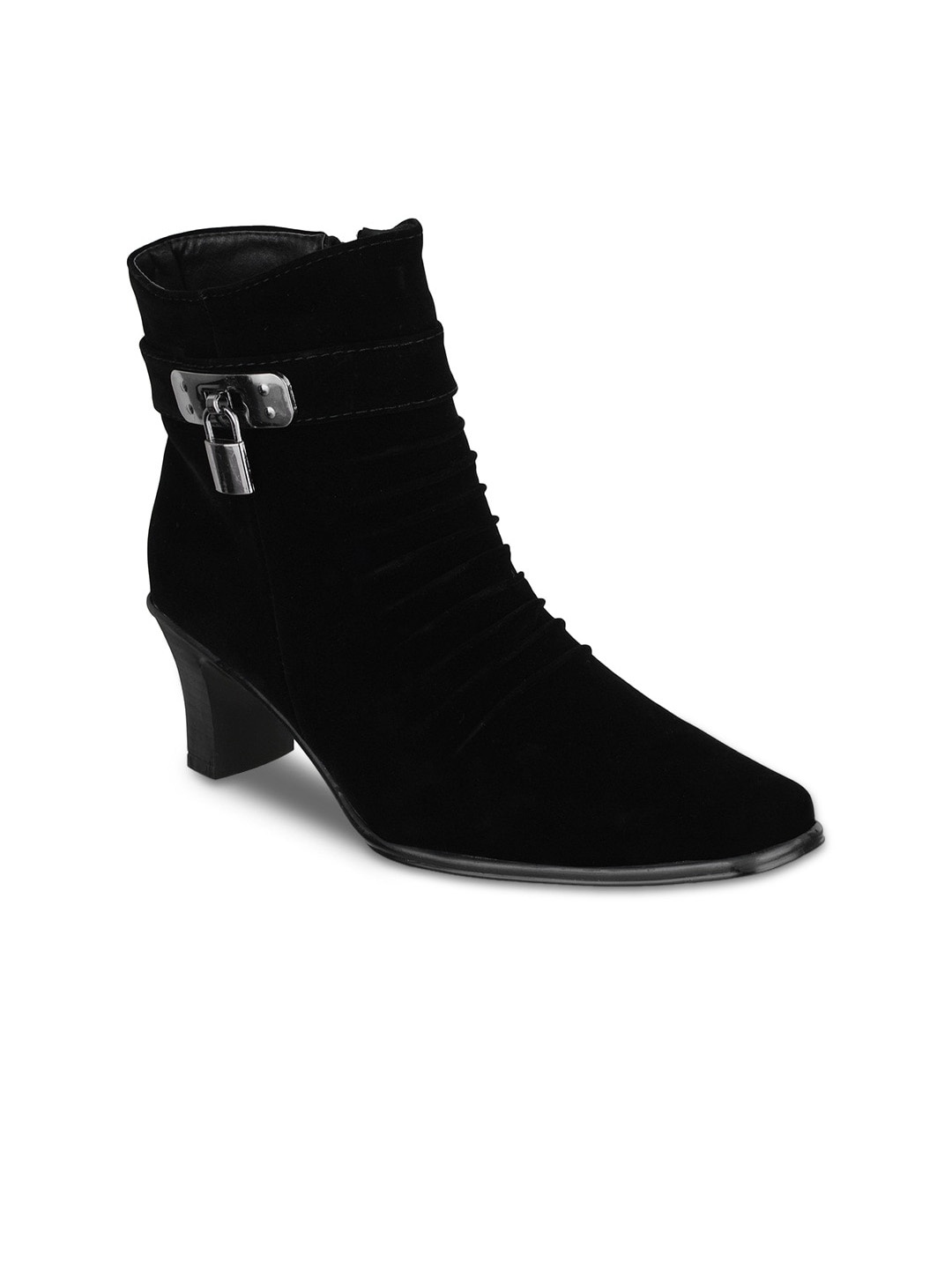 

SHUZ TOUCH Women Casual Block-Heeled Regular Boots, Black