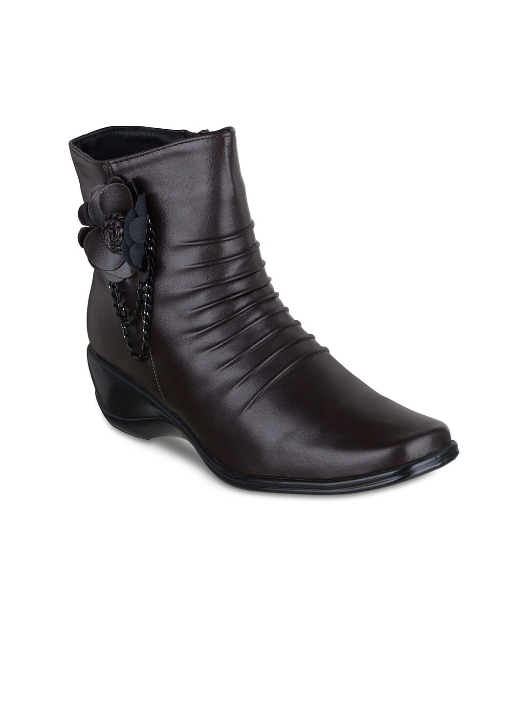 

SHUZ TOUCH Women Casual Heeled Boots, Brown