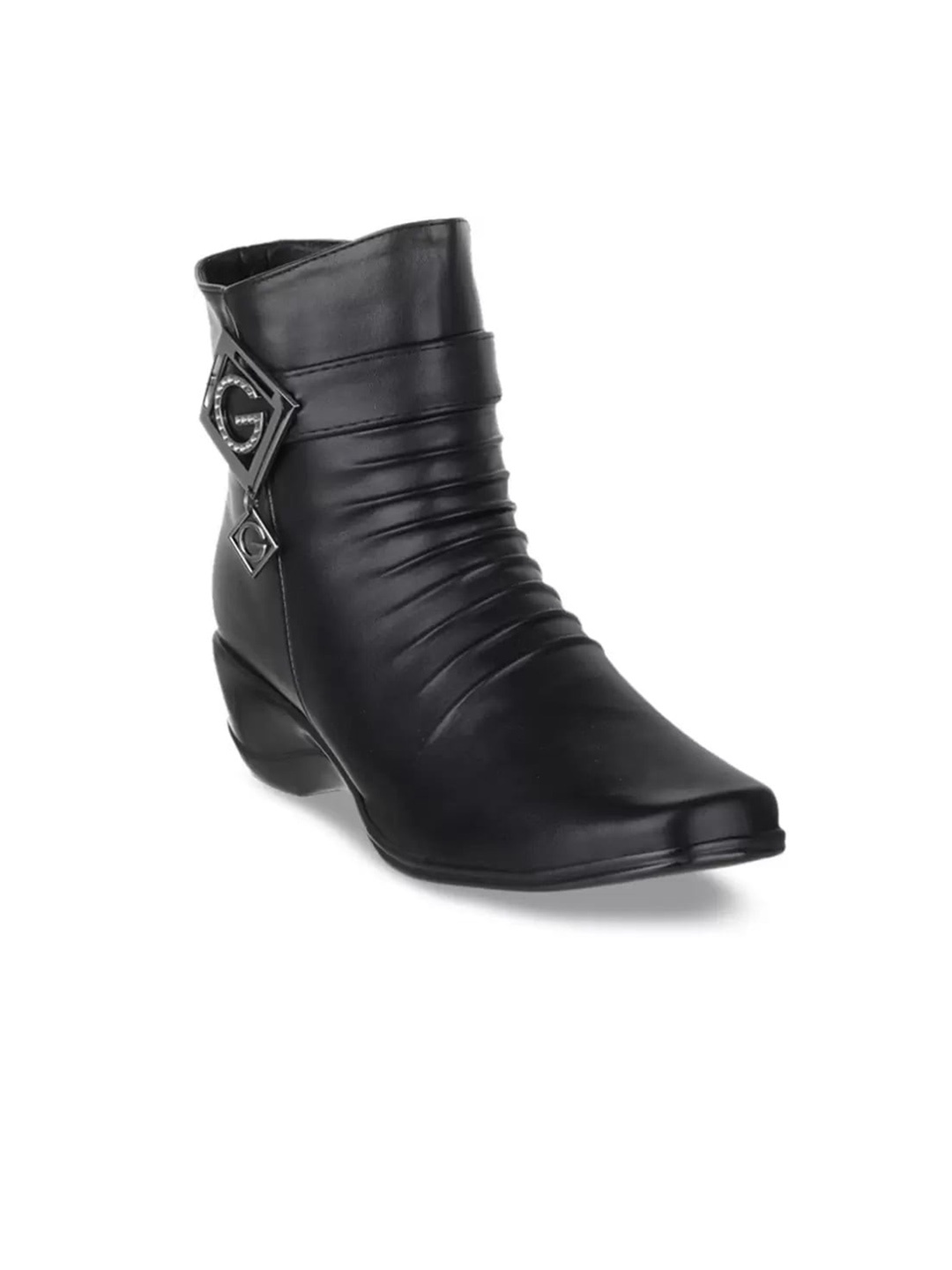 

SHUZ TOUCH Women Casual Block-Heeled Regular Boots, Black