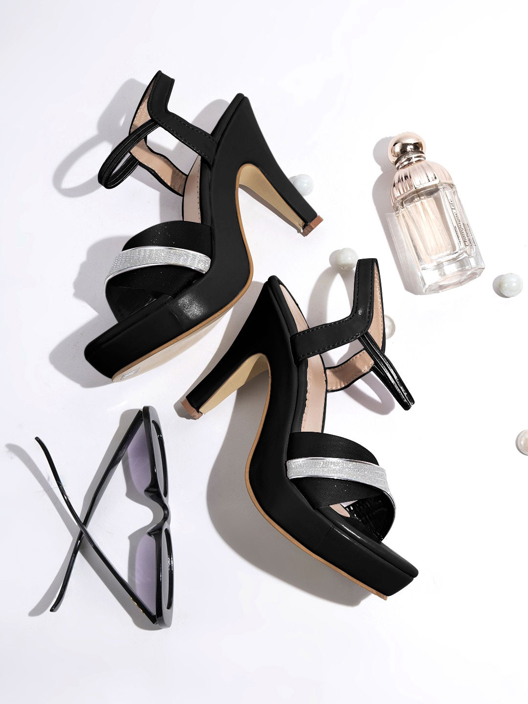 

Shoetopia Embellished Block Heels, Black