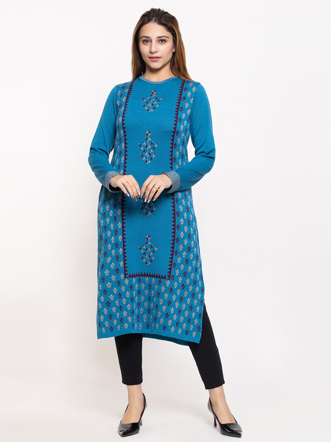 

KEIKO Women Ethnic Motifs Printed Acrylic Kurta, Blue