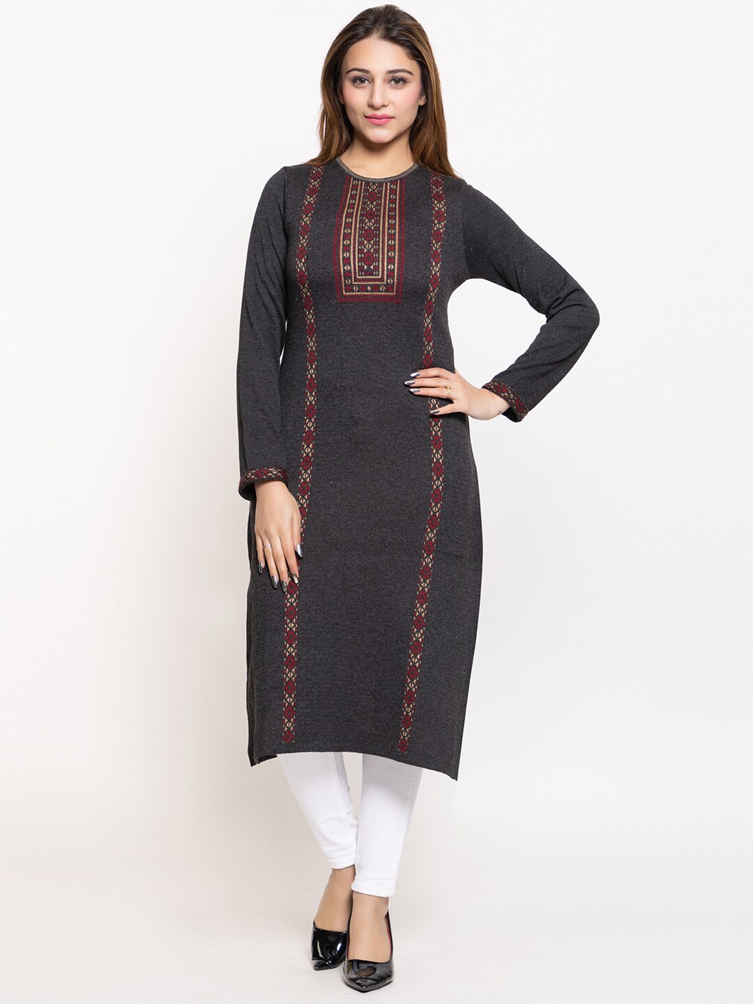 

KEIKO Women Charcoal Geometric Printed Kurta