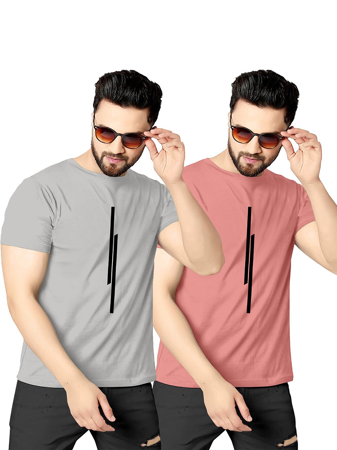

KAJARU Men Pack of 2 Round Neck T-shirt, Grey