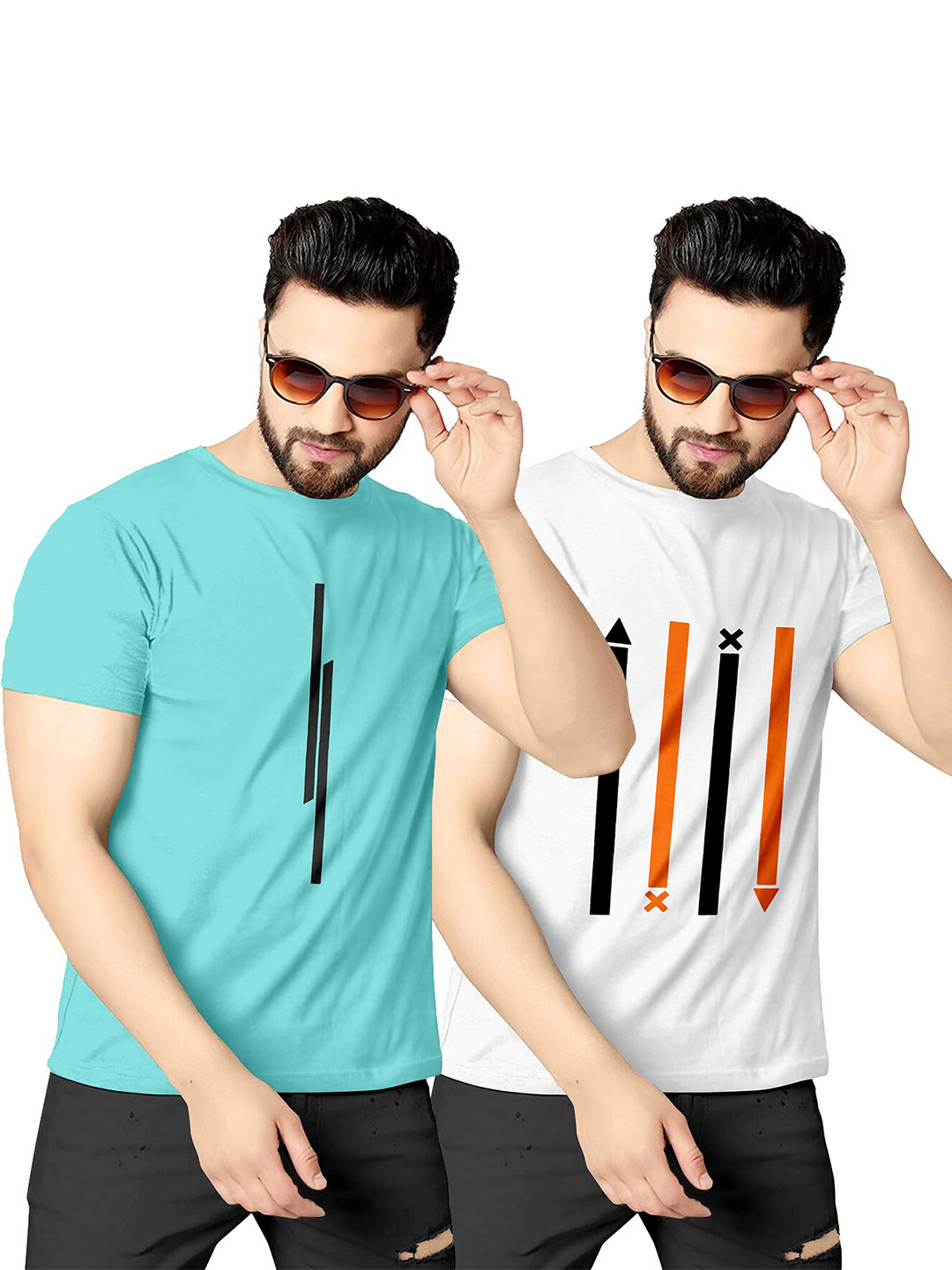 

KAJARU Men Round Neck T-shirt, Blue