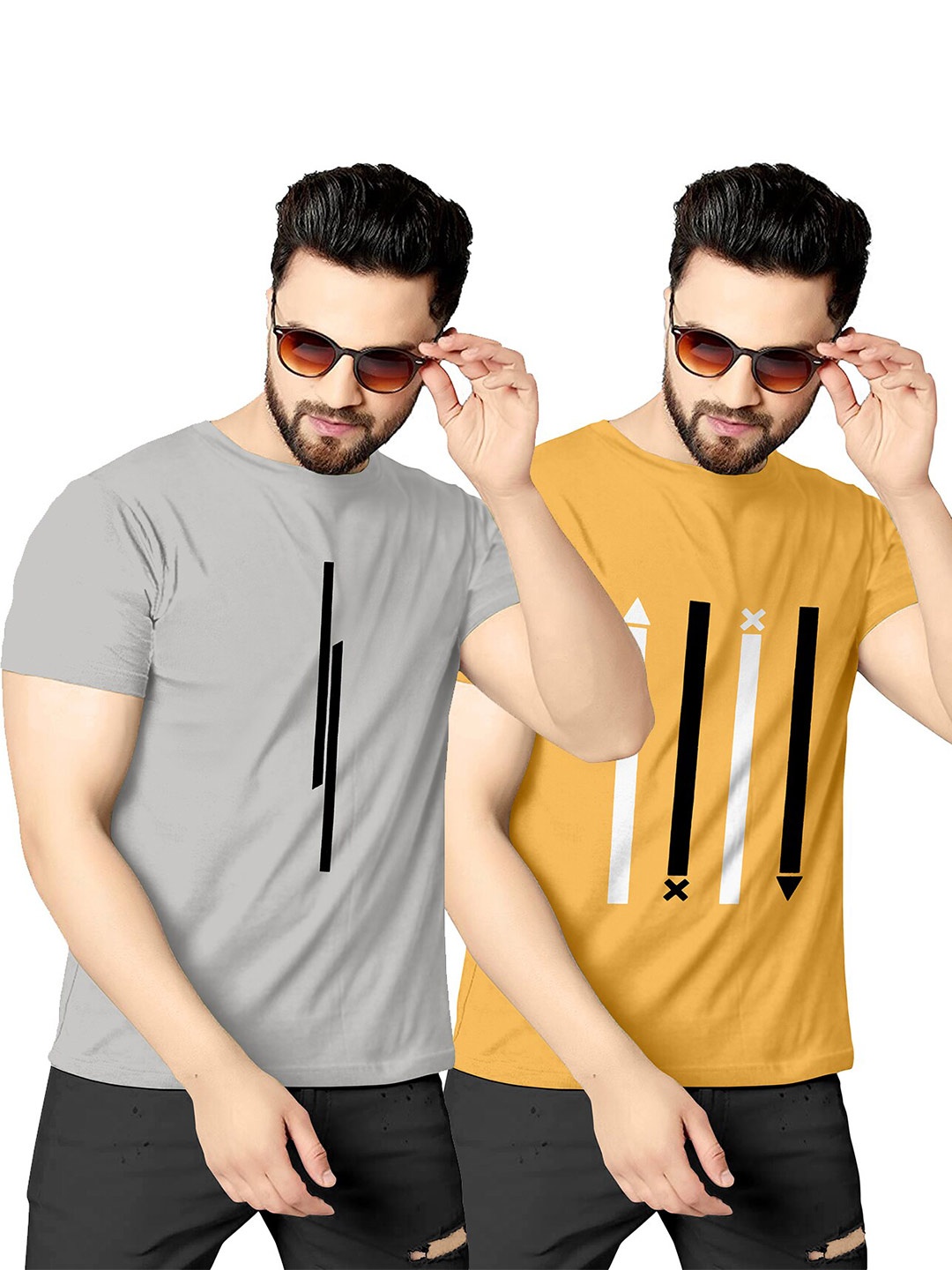 

KAJARU Men Pack of 2 Round Neck T-shirt, Grey