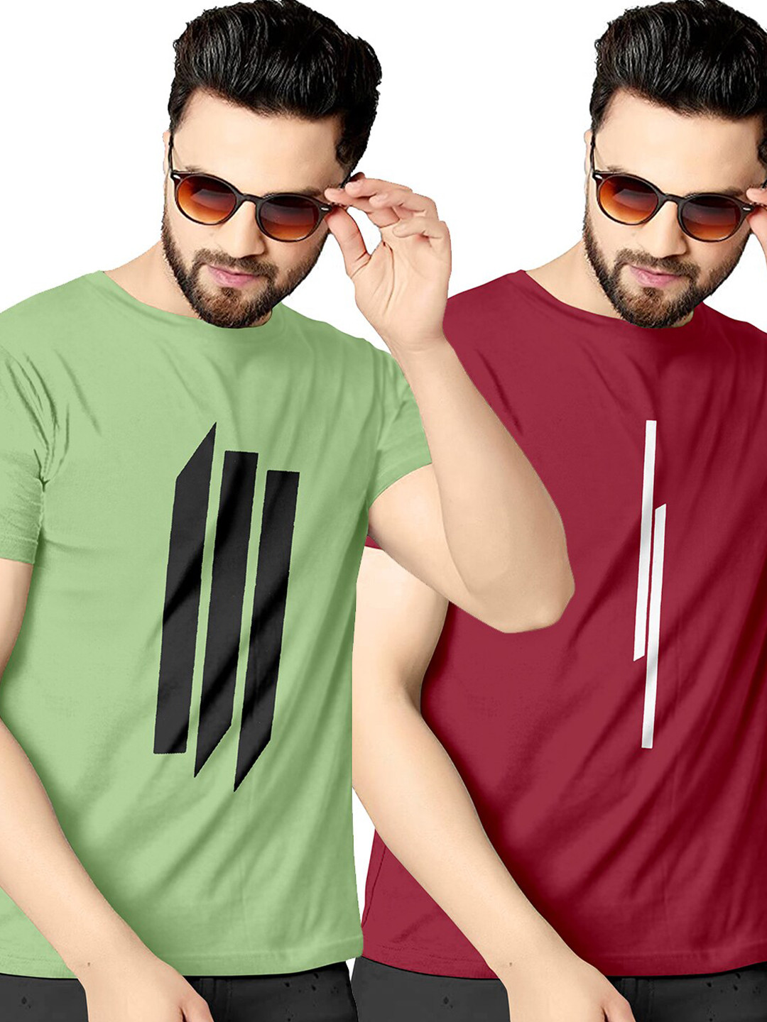 

KAJARU Men Pack of 2 Printed T-shirt, Green