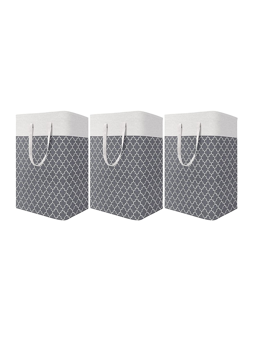 

HOUSE OF QUIRK Set of 3 Collapsible Large Laundry Baskets 75L, Grey