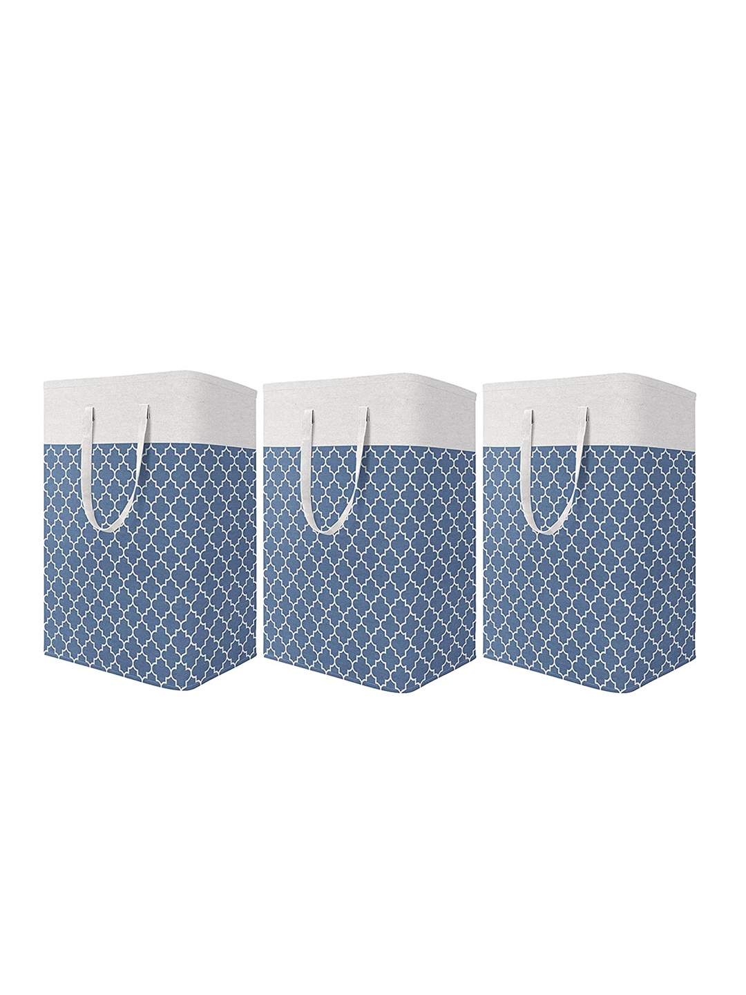

HOUSE OF QUIRK Set of 3 Collapsible Large Laundry Baskets 75L, Blue