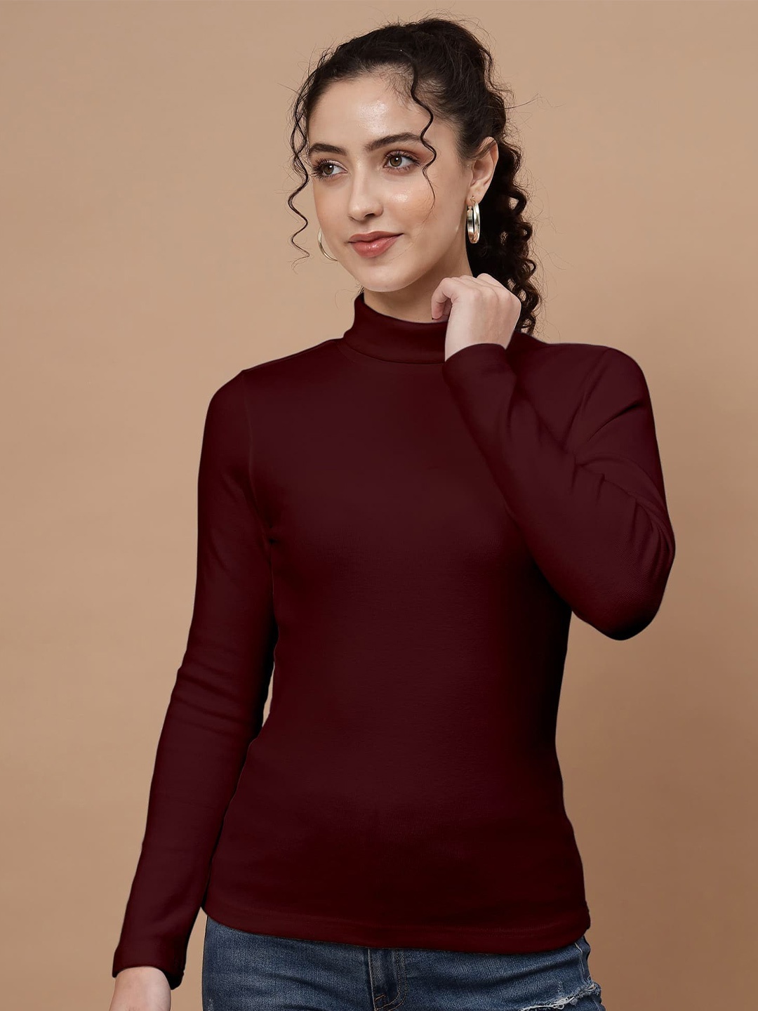 

Beatnik High Neck Top, Maroon