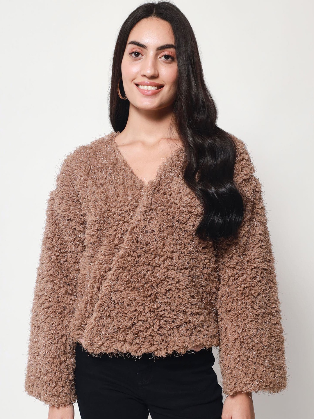 

Beatnik Wrap Wool Top, Brown