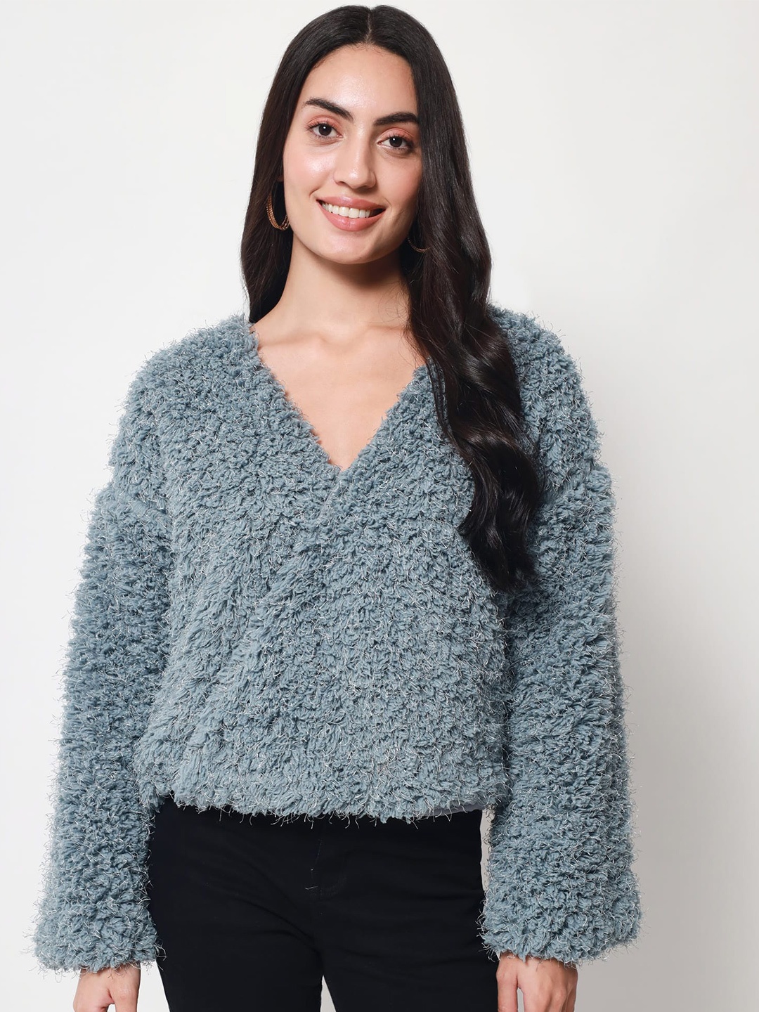 

Beatnik Wrap Wool Top, Blue