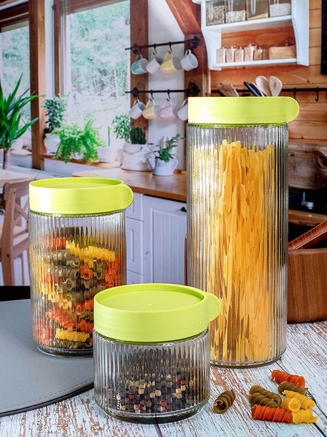 

GOODHOMES Transparent 3 pcs Small 290 ml Medium 600ml Large 980ml With Lid